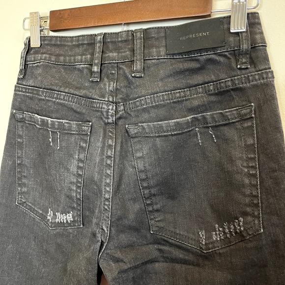 Represent Mens Essential Denim Jeans in Black Denim Made in Italy Size 28 - Picture 4 of 7